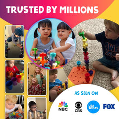 Skoolzy Montessori-inspired toy promotes stacking, sorting, and early math practice.