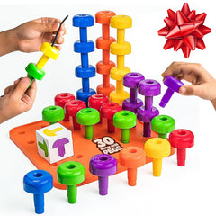 Skoolzy peg board set with stacking pegs enhances fine motor skills during play
