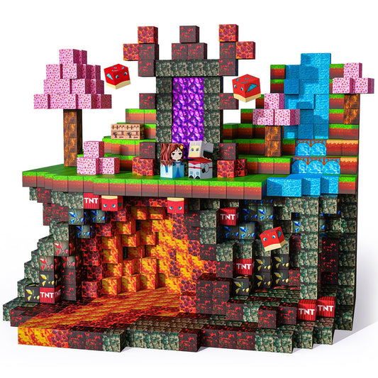 SKTMYY Magnetic Blocks forest world image shows vibrant landscapes inspiring imaginative play and storytelling