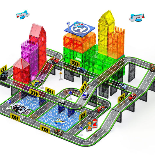 SKTMYY 121pcs road tiles: vibrant roads for collaborative building and storytelling