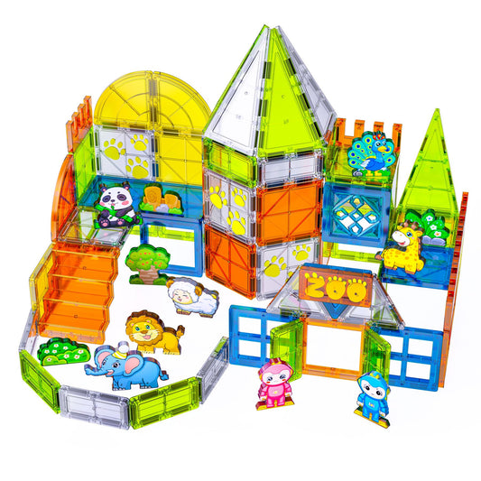 SKTMYY magnetic tiles zoo animals 120pcs—vivid animal models spark imaginative play