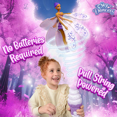 Sky Dancers Purple Licious sparkling wings catch light during playful twirls for imaginative play.