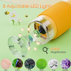 SKYBASIC digital microscope with 8 LED lights for adjustable illumination