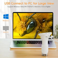 USB connection to PC enables larger viewing and easy sharing.