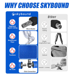 SkyBound safety-certified saucer swing with sturdy hardware for safe play