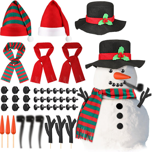Skylety 42-pcs snowman decor kit top hat for festive outdoor display.
