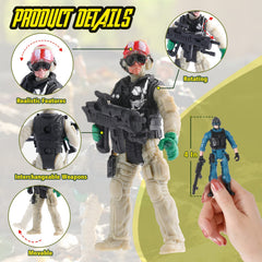 Skylety army men figures in dynamic poses for imaginative play.