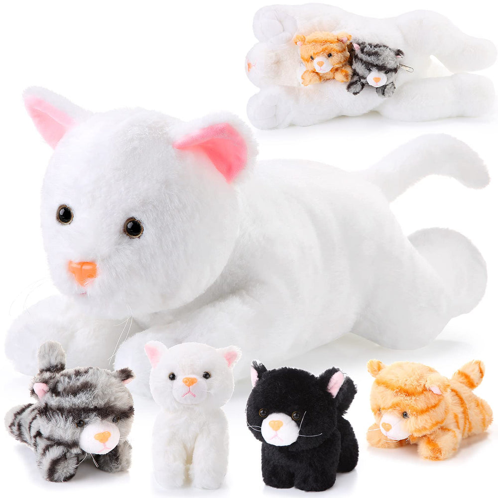 Skylety cat mom with belly pocket plush for cozy desk decor