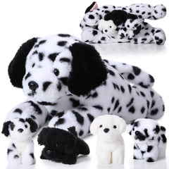 Skylety dalmatian mommy with puppies pack: cozy plush for playtime and cuddling.