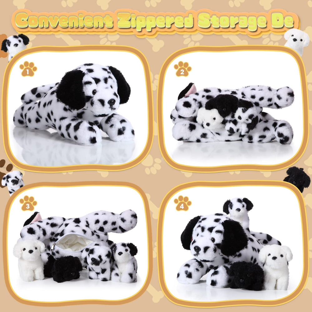 Skylety dalmatian puppies inside belly: detachable design for interactive play.