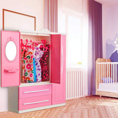 Compact doll clothes organizer helps locate outfits quickly during playtime.