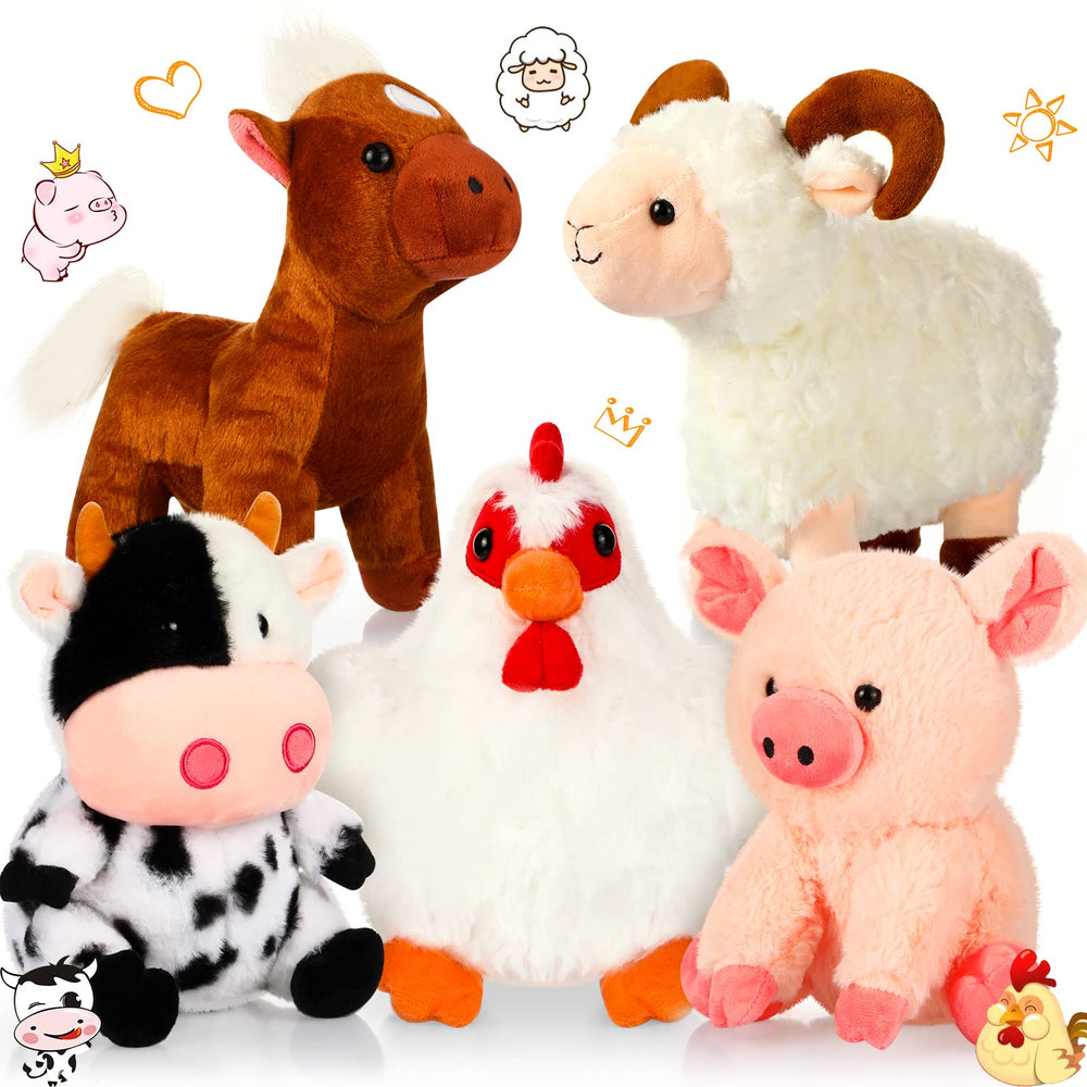 Skylety farm plush cow, 10 inches, ideal for imaginative play and cozy bedtime.