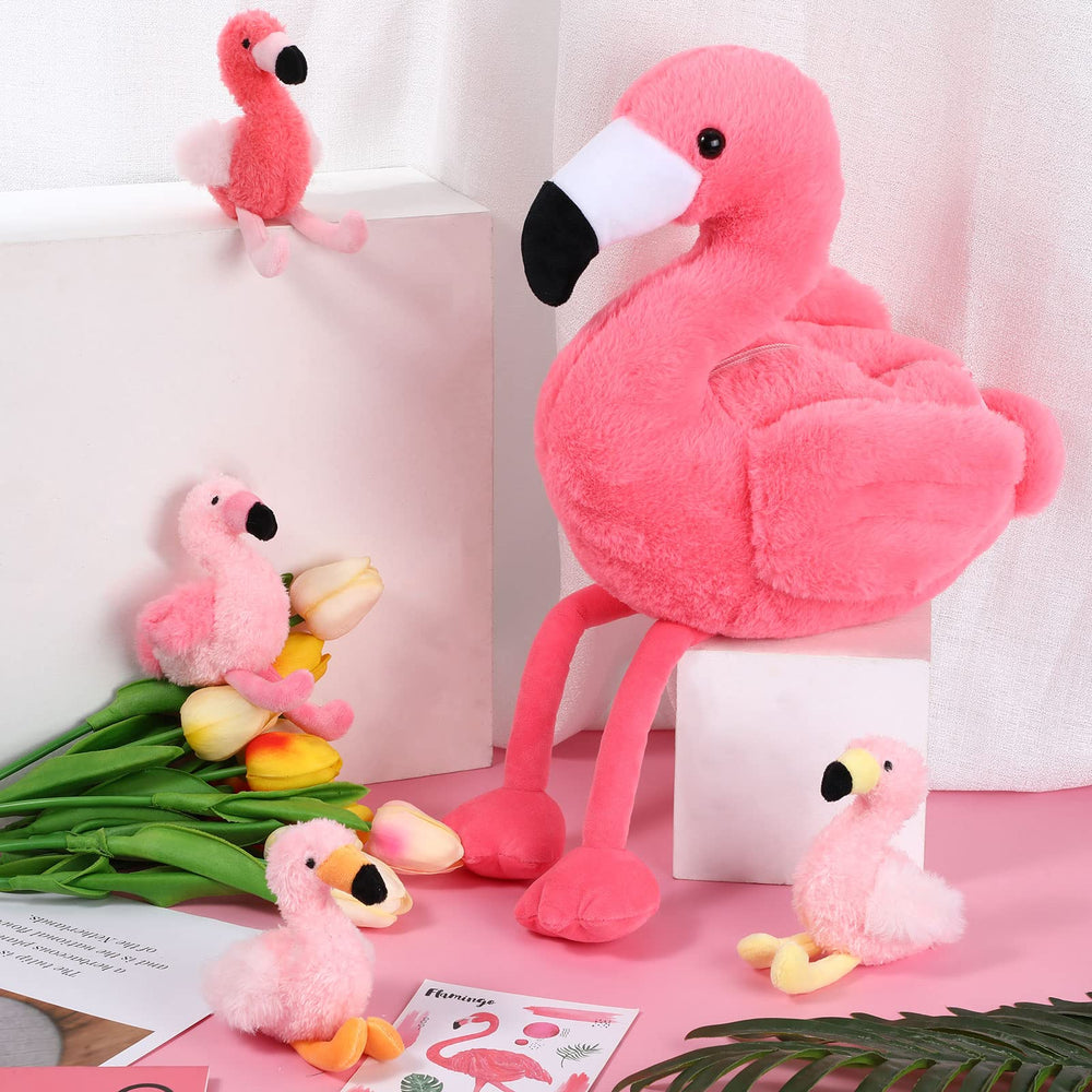 Skylety small flamingos pack nestled inside the big plush for decor