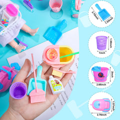 Skylety miniature broom enhances colorful, interactive cleaning role-play.