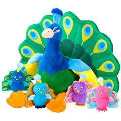 Skylety 18-inch peacock large plush front view for cozy cuddling and bedtime