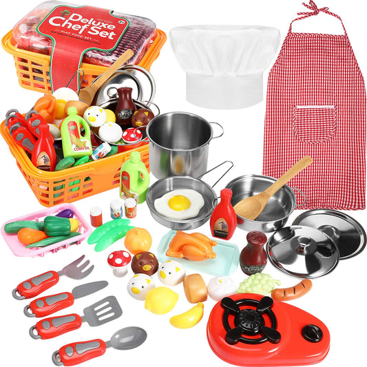 Skylety play kitchen pots and pans for durable pretend cooking