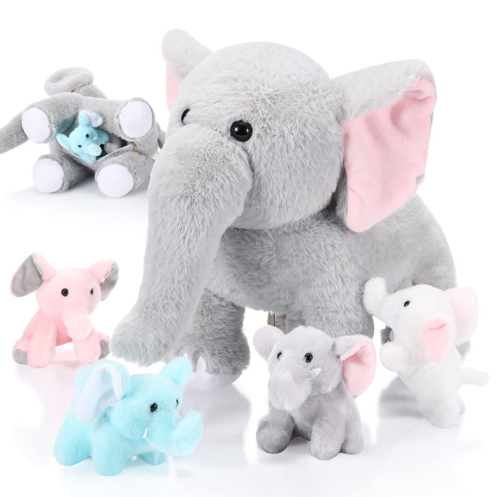 Skylety plush elephant mommy with zipper pouch offers easy storage and cute decor.
