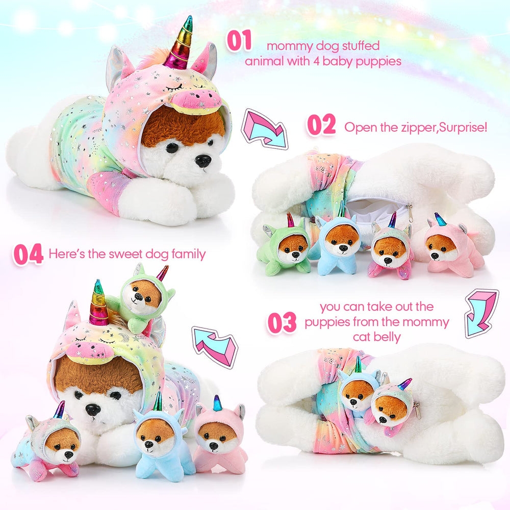 Skylety unicorn puppy soft plush texture, snuggle-friendly bedtime companion