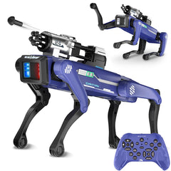 SkylineExtend Police Robot Dog activates with flashing lights for immersive play.