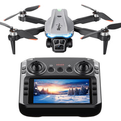 Skyvoyant drone remote with 4.5-inch LCD screen enables screen-free flight.