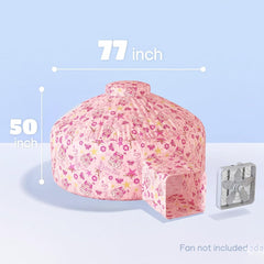Skywin air tent for kids, pink princess side view, great for solo or group pretend time.