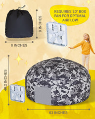 Skywin Camo Adventure Base interior offers ample space for multiple kids.