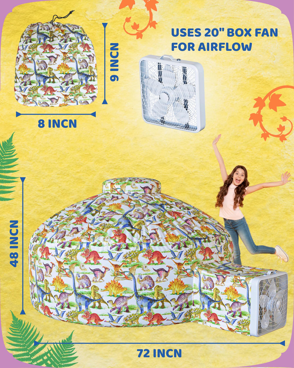 Skywin Dino Dome Dig base area offers 77 by 50 inches of space