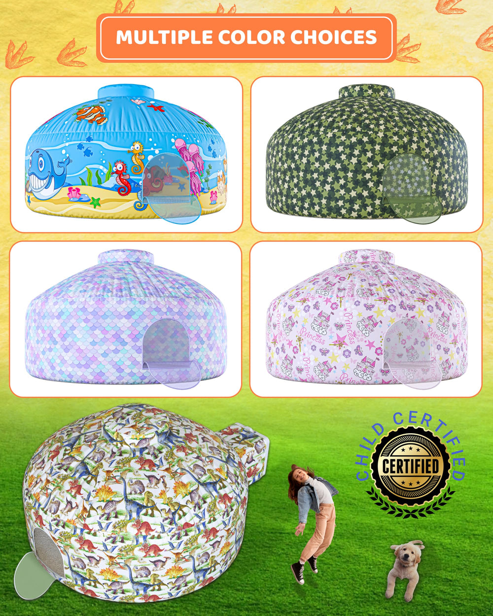 Skywin Dino Dome Dig requires a standard box fan to inflate