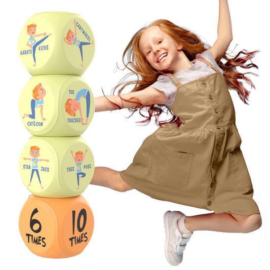 Skywin exercise dice for kids roll during playtime to boost activity.