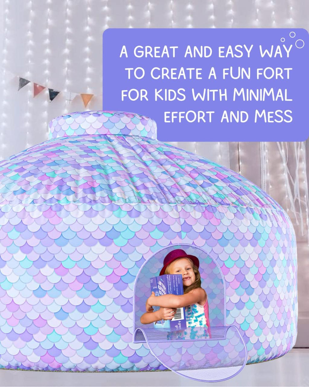 Skywin Mermaid Scale Design panels shimmer with purple, blue, teal for imaginative play.