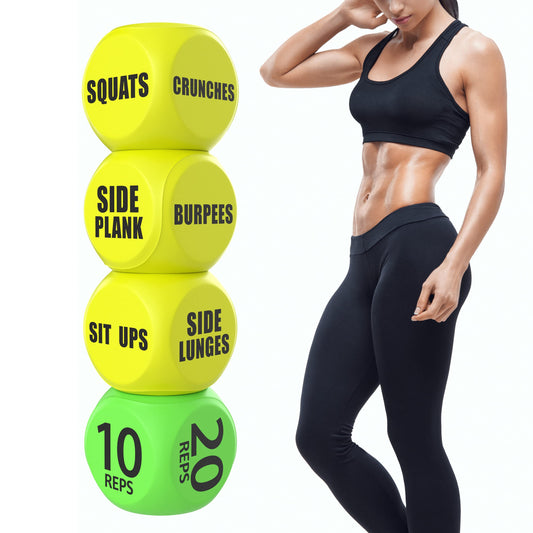 Skywin TidyFriend dice—yellow close-up showing safe foam core for home workouts.