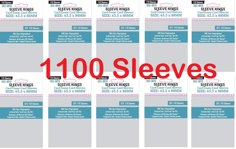 Sleeve Kings 63.5x88mm card sleeves pack protects trading cards while preserving artwork.