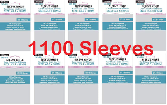 Sleeve Kings 63.5x88mm card sleeves pack protects trading cards while preserving artwork.