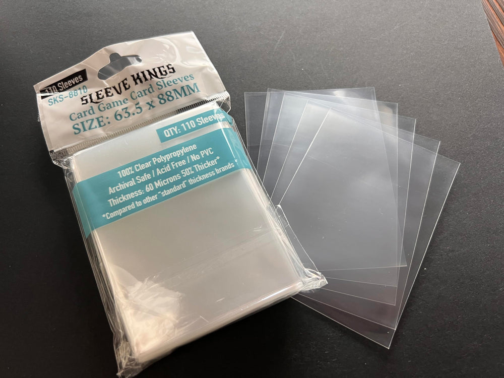 Sleeve Kings 63.5x88mm sleeves suit TCGs and board games for reliable protection.