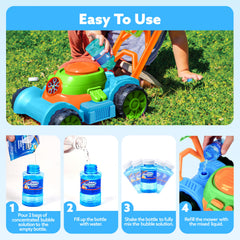 Sloosh Bubble Lawn Mower uses non-toxic materials for safe play.