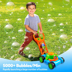 Sloosh Bubble Lawn Mower produces realistic sounds during push play.