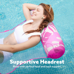 Sloosh buoyant pillows support head and neck for extended comfort on the water.