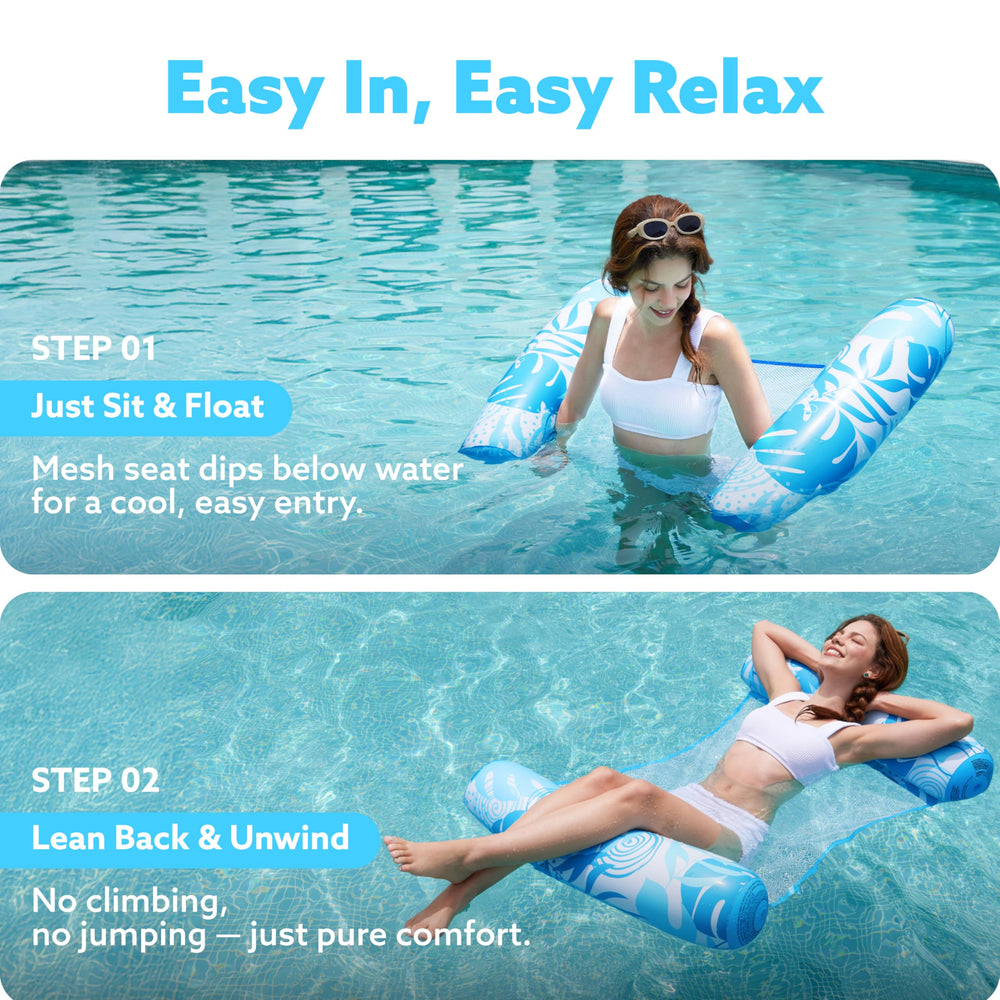 Sloosh cool mesh seat keeps you cooler while lounging on the float.