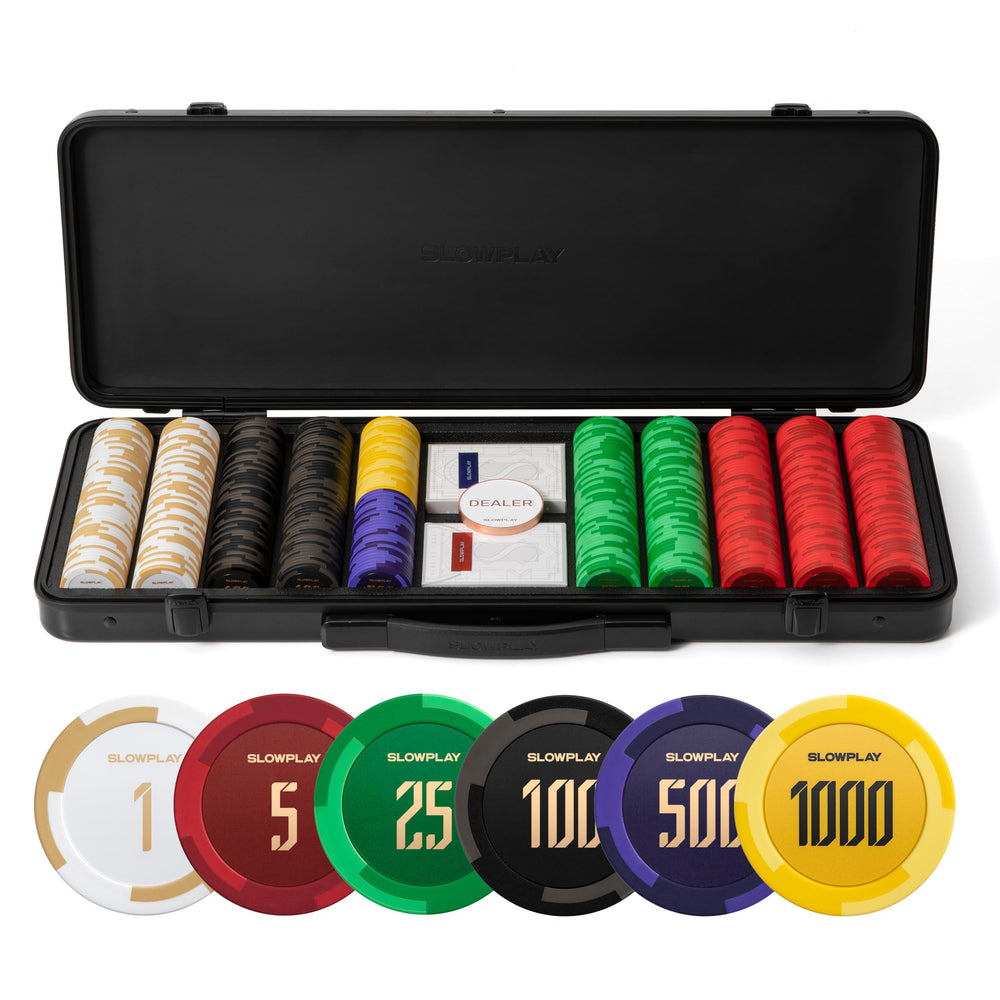SlowPlay Godel chip set in premium polycarbonate case for safe storage.