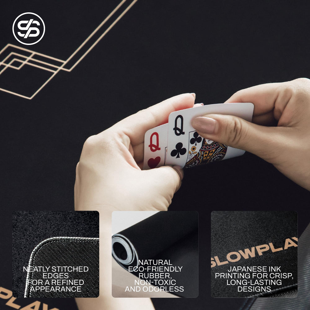 Slowplay Godel poker mat folds into the vegan leather carrying bag.