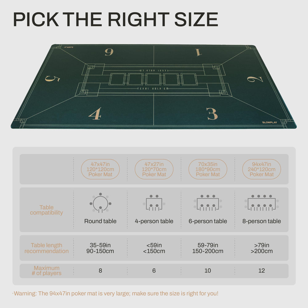 Slowplay Nash poker mat smooth velvet surface enhances touch and card handling.