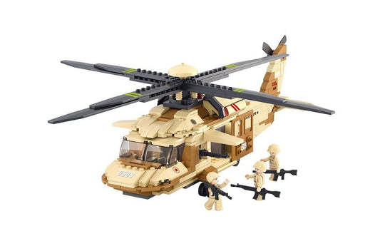 Sluban Black Hawk helicopter front view for creative play and display