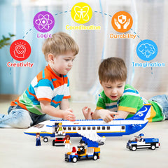 Sluban boarding stairs and luggage vehicle for realistic airport setup