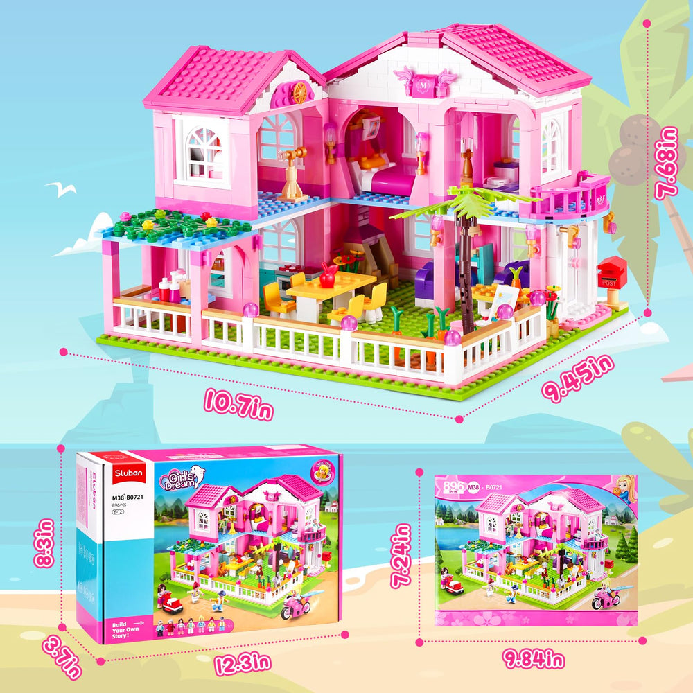 Sluban Garden Villa Friends mini-figures in action for collaborative storytelling.