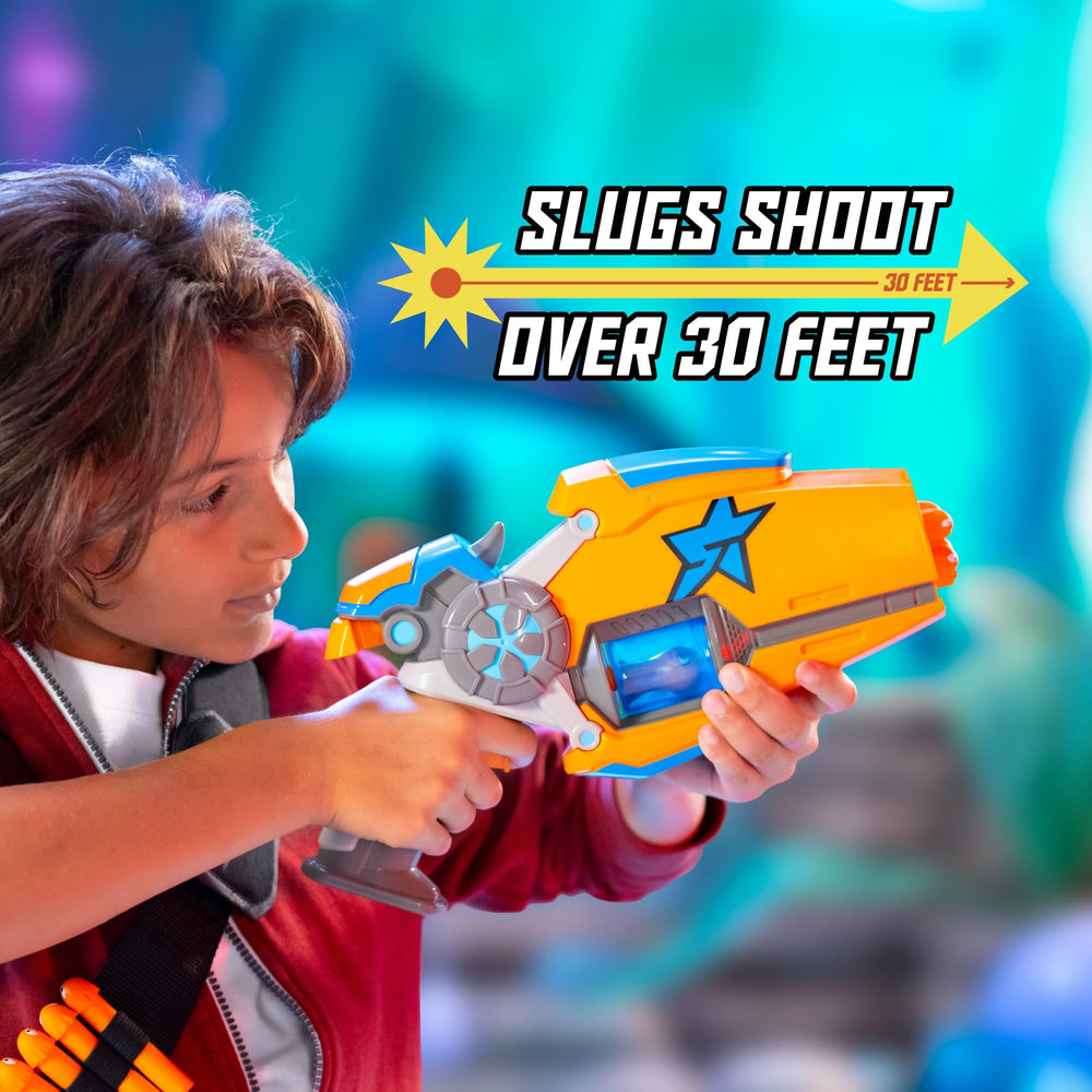 Pull-back priming mechanism to launch each slug precisely