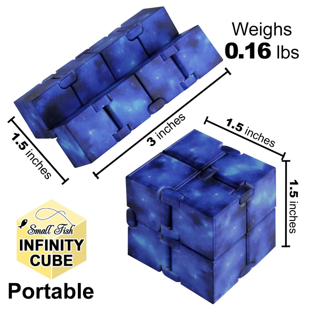 Small Fish Infinity Cube Toy in-hand demonstrates one-handed fidgeting for calmer moments