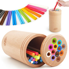 Small Fish Montessori wooden box promotes fine motor skills and object permanence.