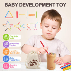 Small Fish wooden sticks color-learning set enhances color recognition and counting.