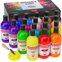 Smallbudi 18-color washable paint bottles with vibrant pigments for classroom art.