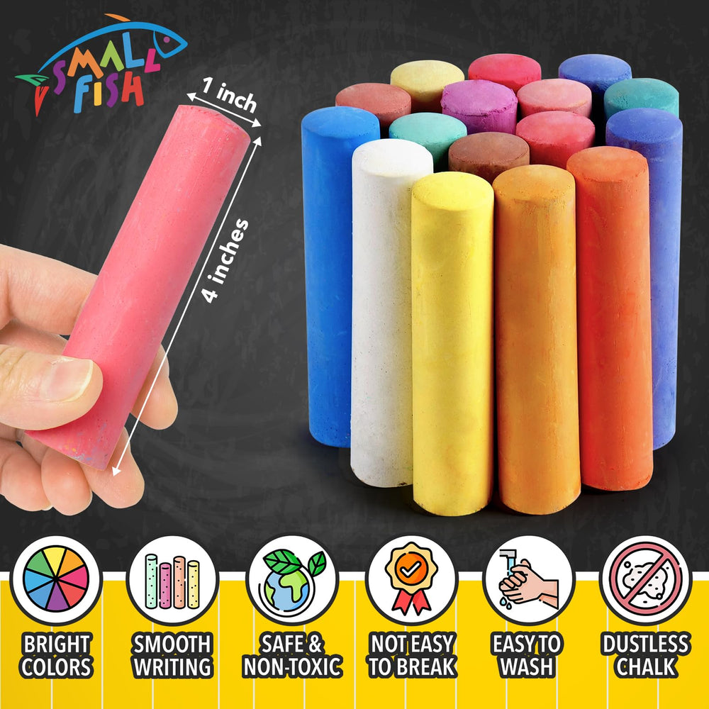 Small Fish dustless, non-toxic chalk promotes clean, classroom and outdoor drawing.